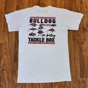 Vintage‎ Georgia Bulldogs Shirt Bulldog Tackle Box White Men's Sz Small